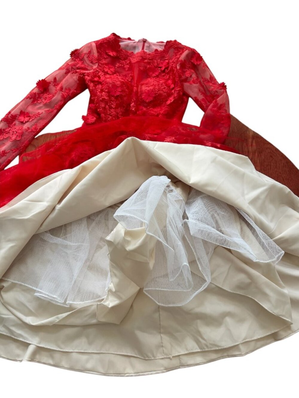 Elegant Red Lace Prom Dress A Line Knee Length Appliques Size Small - Picture 9 of 16